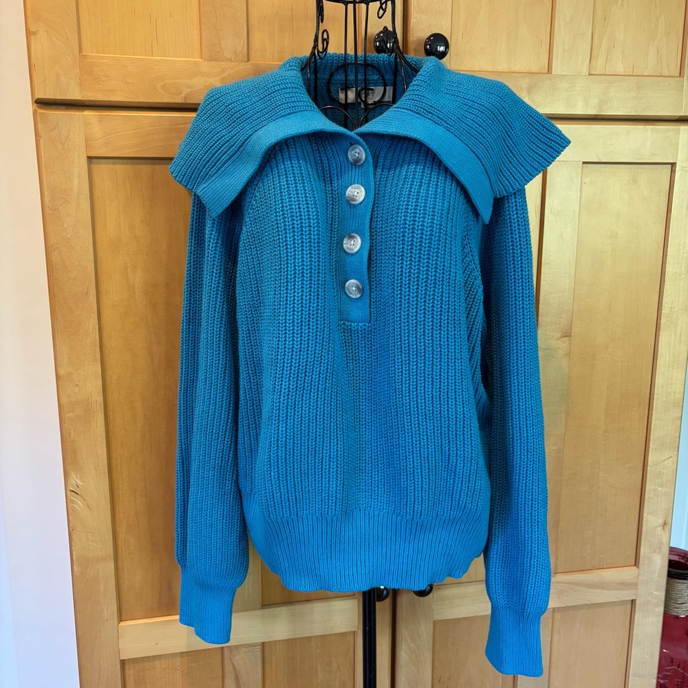 LOFT Turquoise Cowl Neck Sweater